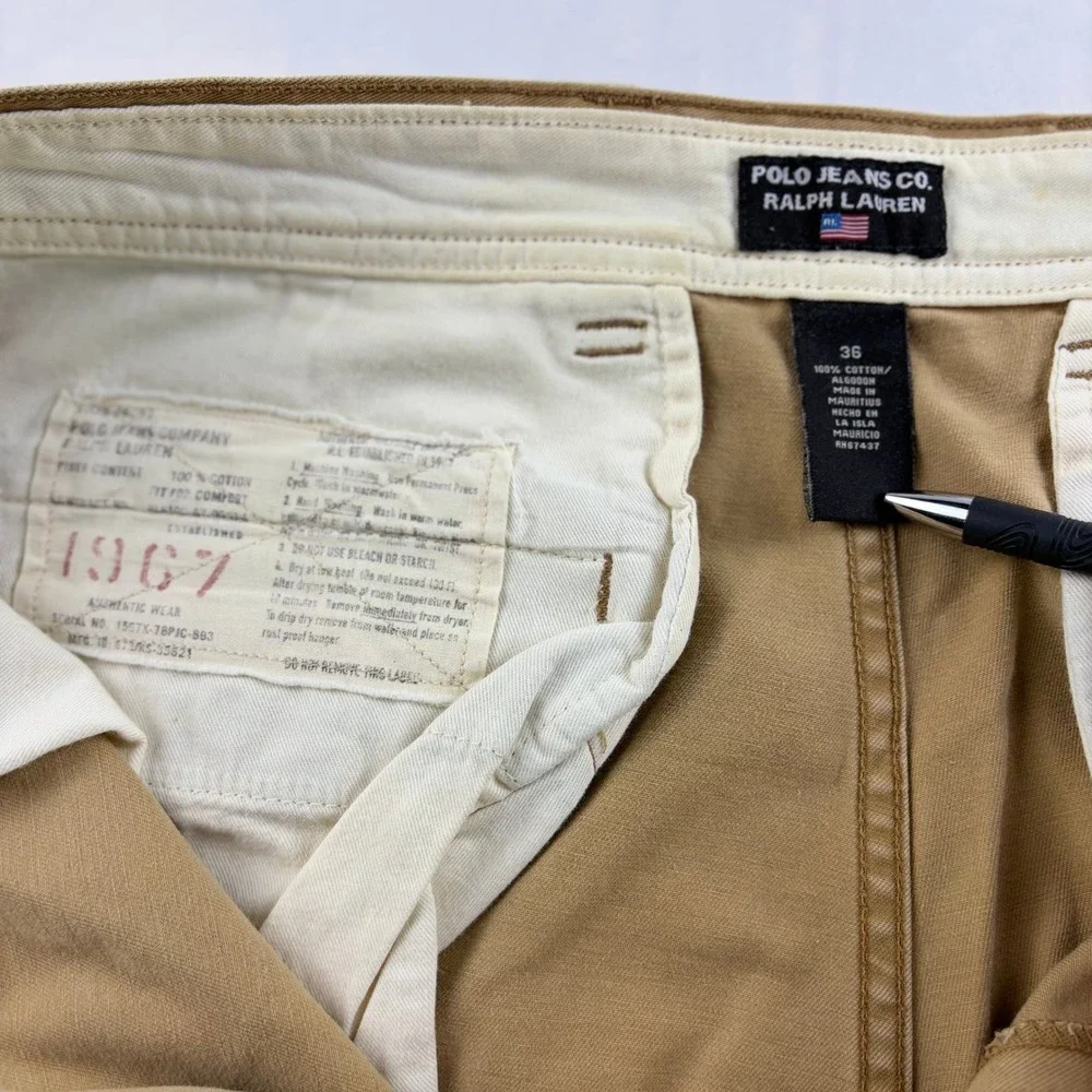 Polo Jeans Co Ralph Lauren 1967 Cargo Shorts Mens 36 Tan Cotton Military Surplus